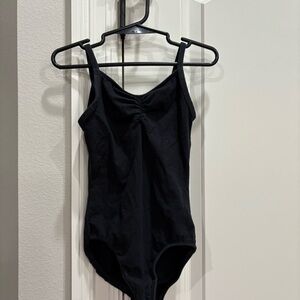 Freestyle Danskin black spaghetti strap leotard in size 6/6x GUC